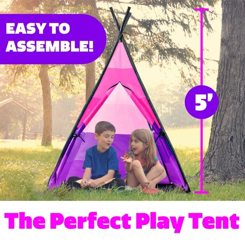 USA Toyz Happy Hut Teepee Tent for Kids - Pink - Picture 6 of 8