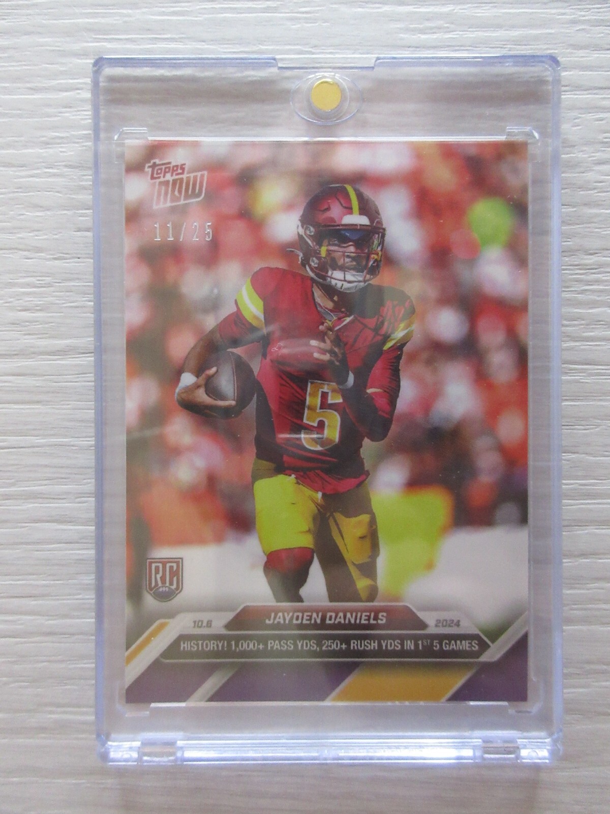 2024 Topps Now NFL Debut Jayden Daniels Rookie RC Card Purple Parallel SP 11/25