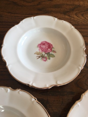 Hutschenreuther "Belrose" Juego de 3 cuencos de sopa con borde. Excelente Estado - Imagen 2 de 6