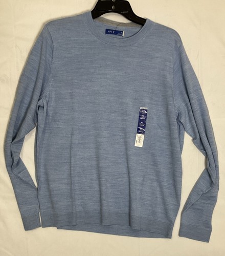 Mens Apt 9 Blue Heather Merino Blend Crew neck Sweater XL - Picture 2 of 13