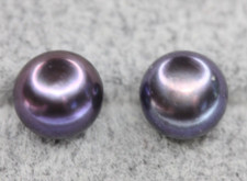 Purple Cultured Pearl Pierced Post Stud Earrings Iridescent Luster