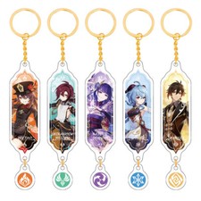 5pcs Anime Genshin Impact Zhongli Tighnari Cosplay Acrylic Keychain Bag Pendant