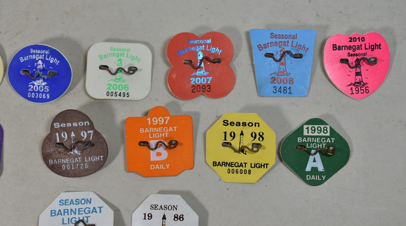 21 Vintage Barnegat Light New Jersey Beach Badges Pins 19702022