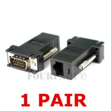 1 Pair 2 pcs VGA SVGA to RJ45 Video Extender Adapters HD15 to CAT5e CAT6 100'