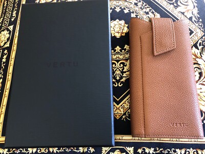 VERTU Aster Caramel Calf Leather Vertical Slip Phone Case Handmade genuine OEM