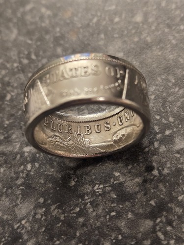 Morgan Silver Dollar Coin Ring 90% Coin Silver You Pick Sz. 8-13 MIRROR FINISH - Picture 11 of 17