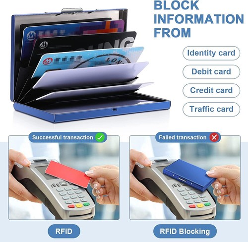 Men Stainless Steel RFID Blocking Credit Card ID Holder Slim Money Travel Wallet - Picture 5 of 22