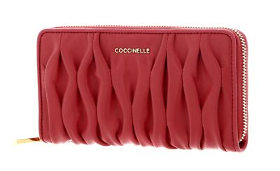 COCCINELLE Metallic Goodie Wallet Smooth Calf Leather Soft Geldbörse Cranberry