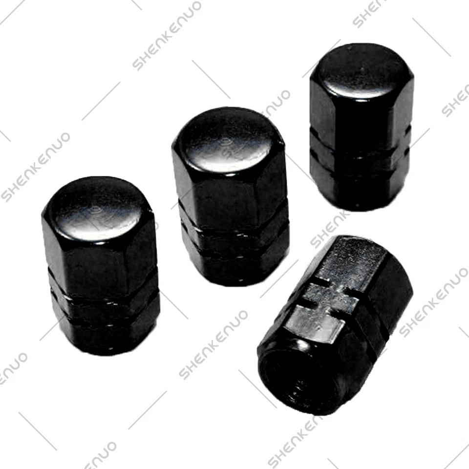 4 Black Aluminum Wheel / Tire Valve Stem Cap Car Truck Air Dust Caps - Image 2 of 4