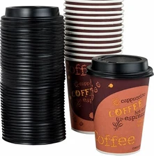 [100-Ct.] 12-Oz. Disposable Paper Coffee Cups & Plastic Dome Lids by Avant Grub