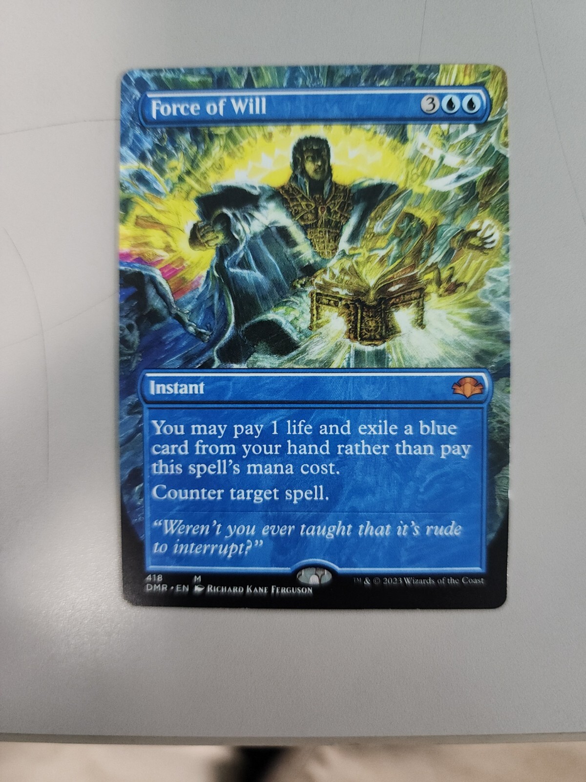 MTG Force of Will Dominaria Remastered 418 Borderless Mythic