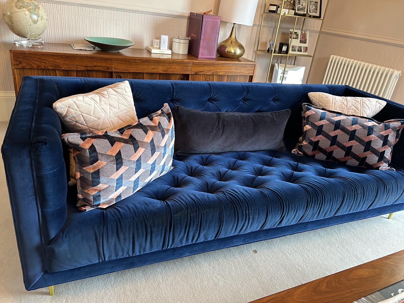 Swoon Vincent 3 seater velvet sofa in Ink easy velvet excellent