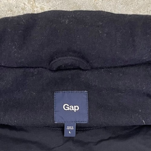 Gap Vest Mens Large Black Down Puffer Full Zip Wool Blend Pockets Winter Outdoor - Picture 3 of 11