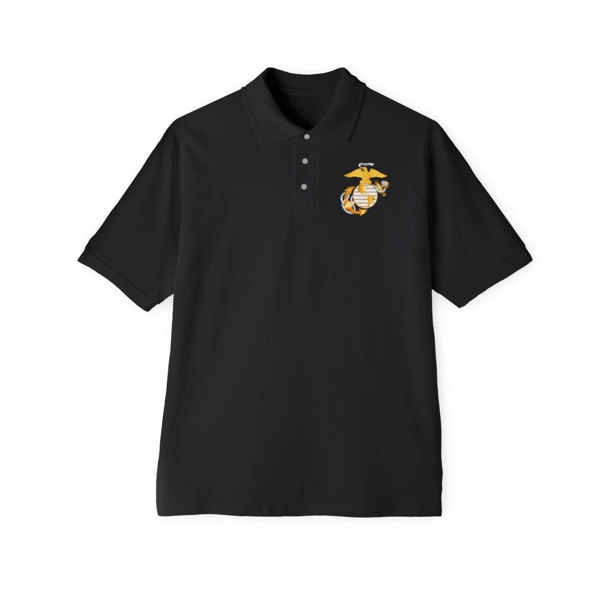 Men's Piqué Polo - Emblem - USMC - Eagle Globe Anchor - No Drop