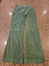 St. Johns Bay Stretch Pants Green Corduroy Bootcut Women's 6 Vintage Retro