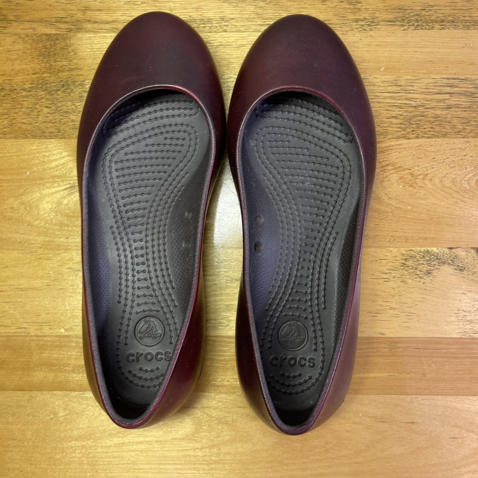 Crocs At Work Ballet Flats Eggplant Wine Maroon Comf… Gem