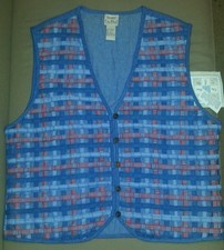 Koret City Blues Women's Denim Woven Vest, 100% Cotton Blue/red/white Size L New