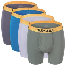SUMABA Men's Bamboo Tagless Underwear Soft Breathable Boxer Briefs M-3XL