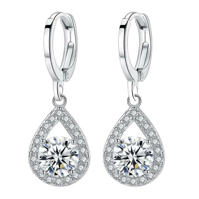 Cubic Zirconia White Gold Filled Beauty Fashion Earrings