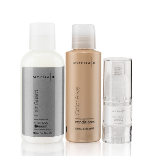 MOEHAIR Travel Kit of Hair Guard Shampoo, Color alive conditioner and Hair Serum - 第 1/6 張圖片