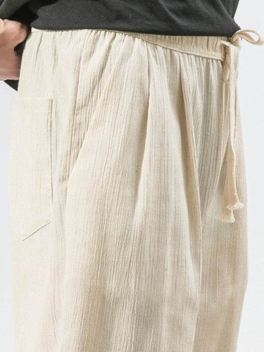Men's Casual Comfort Woven Harem Pants in Cotton-Linen Blend - Picture 13 of 56