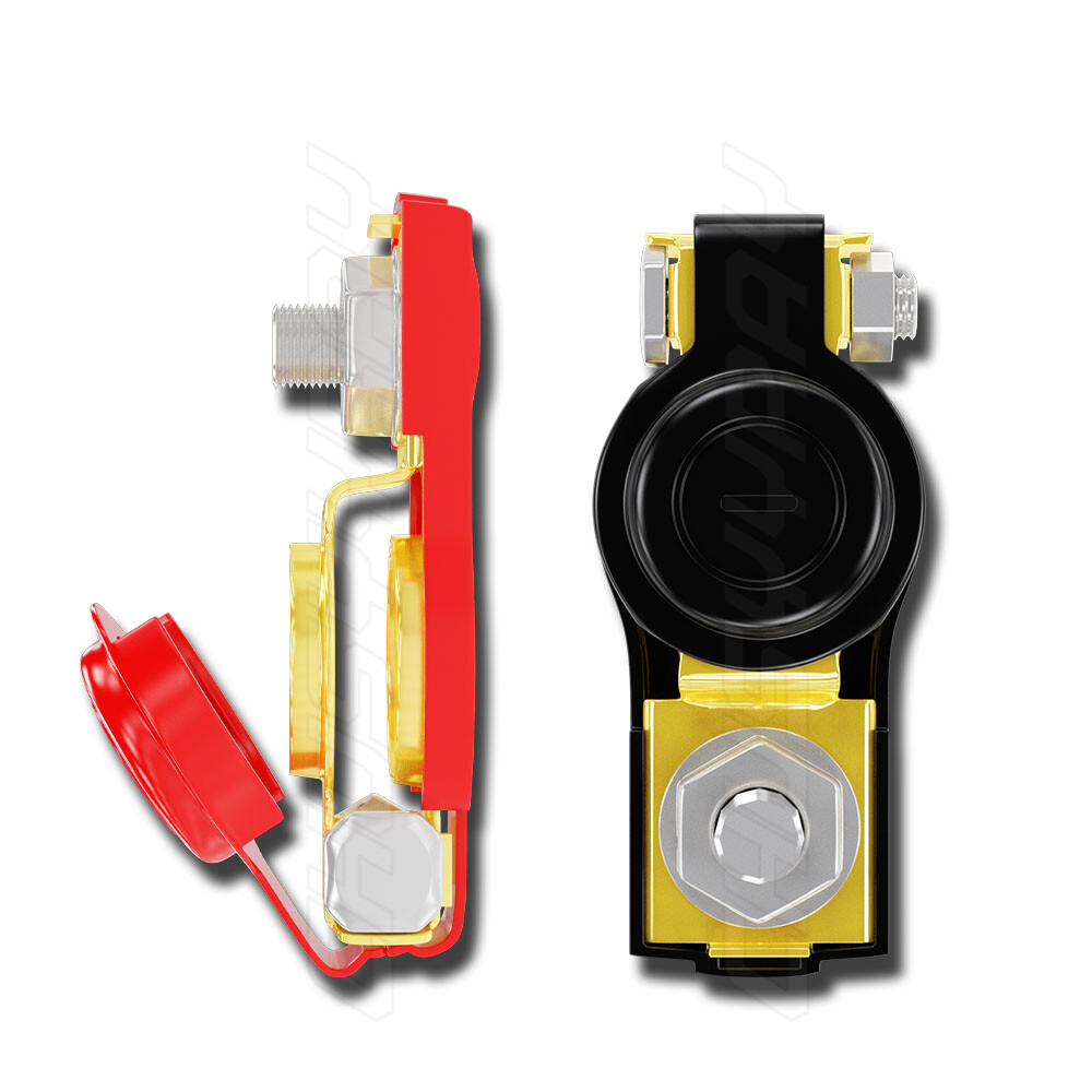 Pair Car Battery Terminal Connectors Universal Positive Negative Wire Post Clamp
