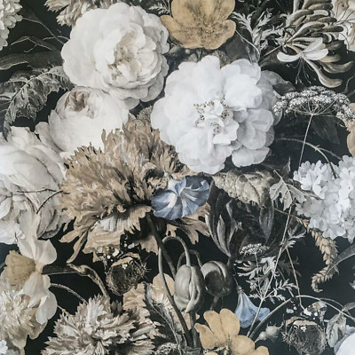Anthrazit Grau Floral Tapete Weiß 3D Effekt Feature Wand Wohnzimmer Flur