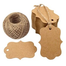100 PCS Blank Kraft Gift Tags 2.75" x 1.97" Paper Hang Tags Price Tags Brown