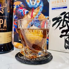 Custom Engraved Midleton Very Rare Whiskey Glass – 10 oz Twisted Rocks Glass