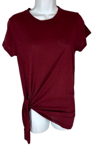 NEW Stateside x Anthropologie Side Tie Top Size XS Wine Red Short Sleeve NWT $64