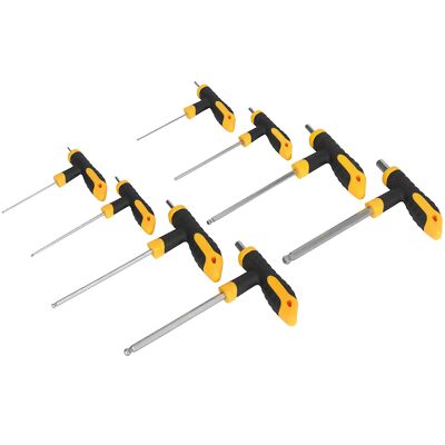 Siegen T-Handle Ball-End Hex Key Set 8pc - Chrome Vanadium Steel Shafts - S01069