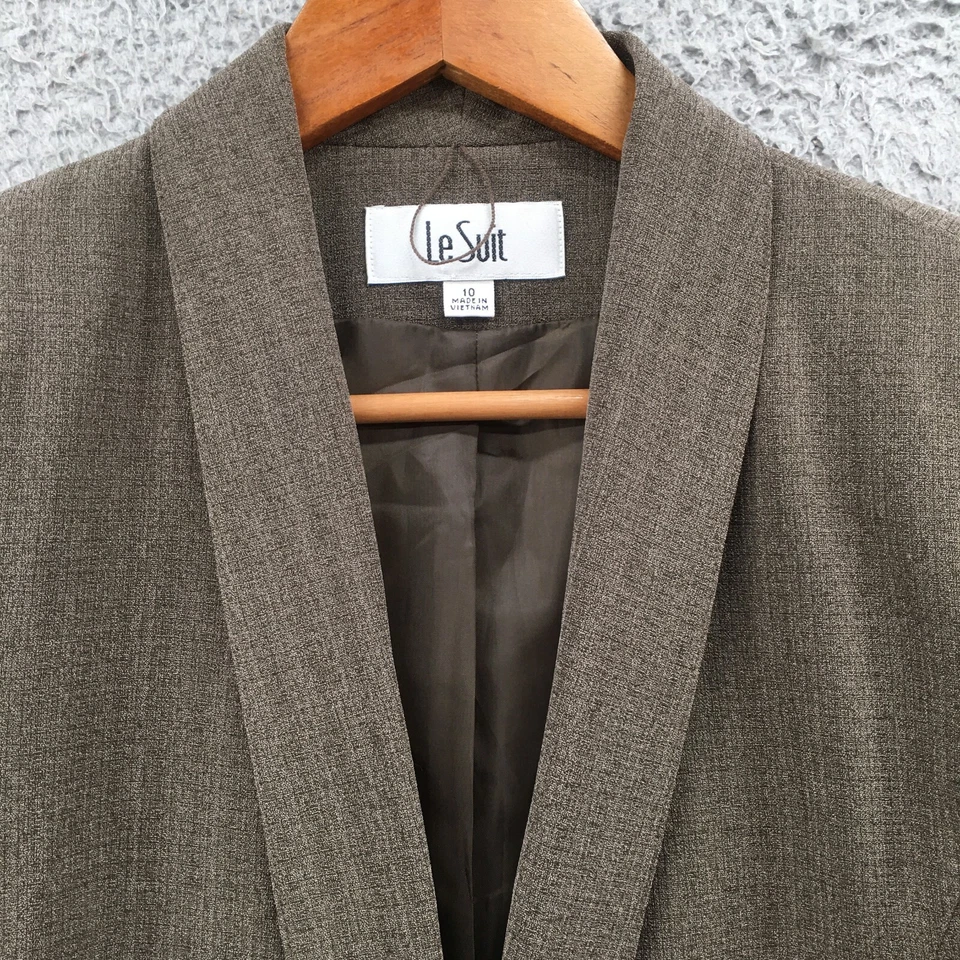 Chaqueta Blazer Le Suit Mujer 10 Marrón Un Botón Manga Larga Chal Cuello Solapa Foto 3 de 4