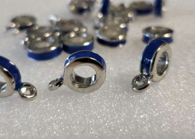 7 x 3mm Silver Blue Bail Bead Holder Connector Open Loop fit European Charm Brac