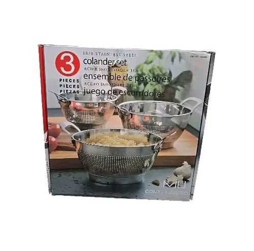 MIU 3 Piece 18/8 Stainless Steel Mesh Colander Set NEW - 第 1/6 張圖片