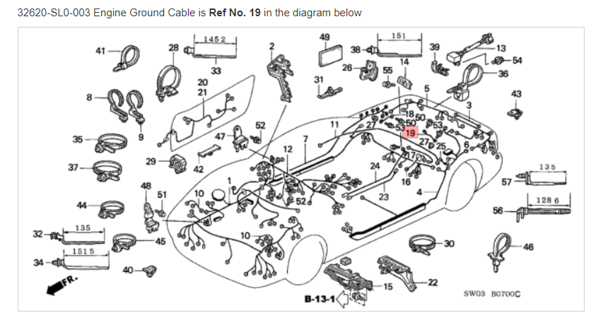 HONDA ACURA GENUINE OEM NSX Engine Ground Cable Wire Harness
