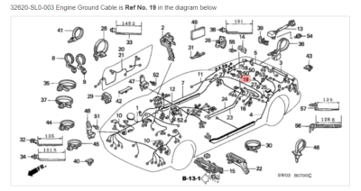 HONDA ACURA GENUINE OEM NSX Engine Ground Cable Wire Harness