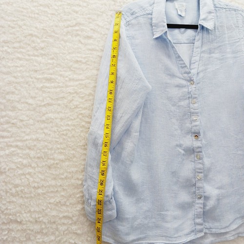 Blusa Talla 1X Azul Rayas Lino Náutica Tranquila Lujo Mop Botones Niña Costera - Imagen 12 de 18