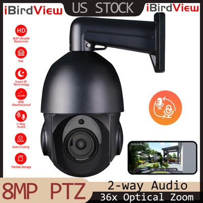 IBirdView 8MP 36x Optical Zoom 2-way Audio IP66 POE Speed Dome IP Camera PTZ US
