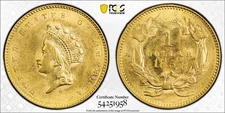 1854-P Liberty Head Gold Dollar G$1 PCGS MS 61 Type 2 Indian Princess Small Head