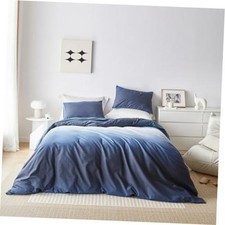 100 Cotton Duvet Cover 3 Pieces Set 1 Aesthetic Queen Gradient Navy Blue