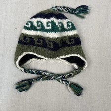 Wool Hat Earflap Kids Beanie Fleece Lining Braided Tassels Hand Made