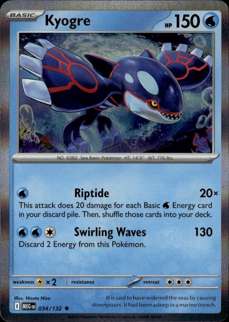 Kyogre Rare MEG ME01: Mega Evolution 034/132 LP