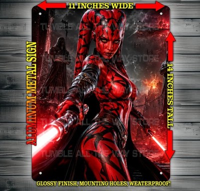 Sexy Darth Talon Dual Lightsabers Star Wars Metal Sign Wall Art 14'' x 11''