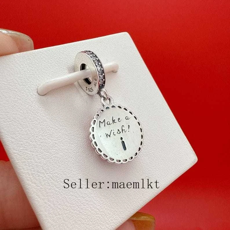 Nuevo Dije de Pastel de Cumpleaños Rosa Plata de Ley 925 para Pulsera, Dije de Nacimiento Foto 4 de 4