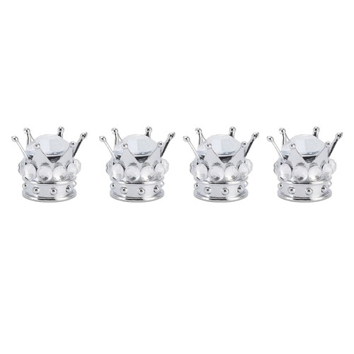 White 4 Pieces Tire Wheel Stem Valve Cover Caps Crown Style For Cars T - Picture 3 of 12
