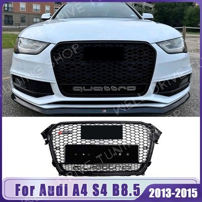 Black Honeycomb RS4 Style Front Grille W/Quattro For Audi A4 S4 B8.5 2013-2015
