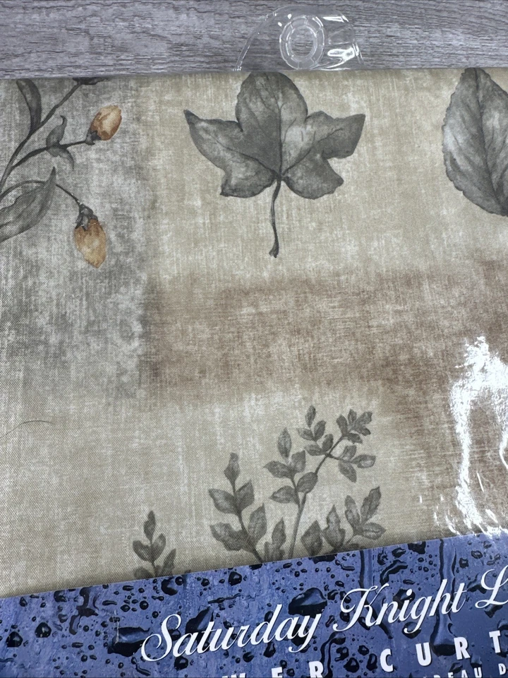 Cortina de chuveiro Saturday Knight folhas florais verdes marrons 70”x72” nova na caixa - Imagem 3 de 4