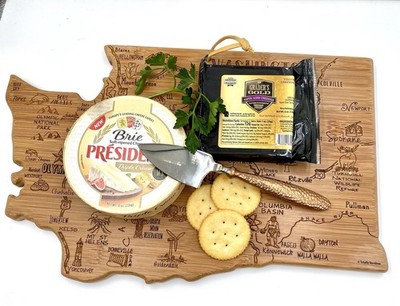 Bamboo Wood Serving / Cutting Board / Charcuterie Washington State Shape