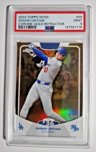 Shohei Ohtani 31/50 - 2024 Topps 50/50 Home Run #36 Gold Refractor PSA 9 MINT