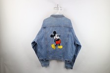 Vintage 90s Disney Mens 2XL Faded Mickey Mouse Denim Jean Trucker Jacket Blue